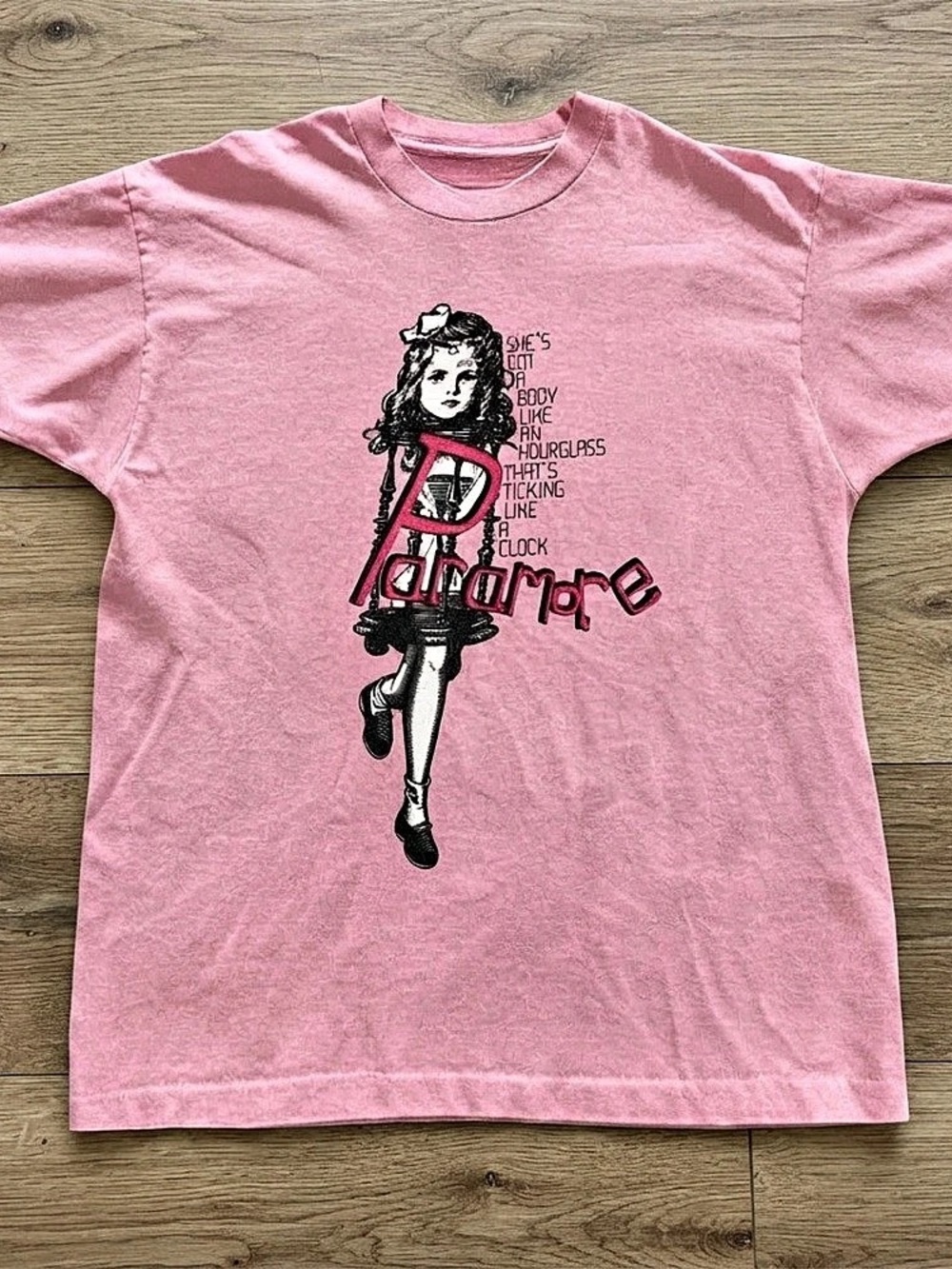 Paramore Clock T-Shirt Graphic Tee in Pink